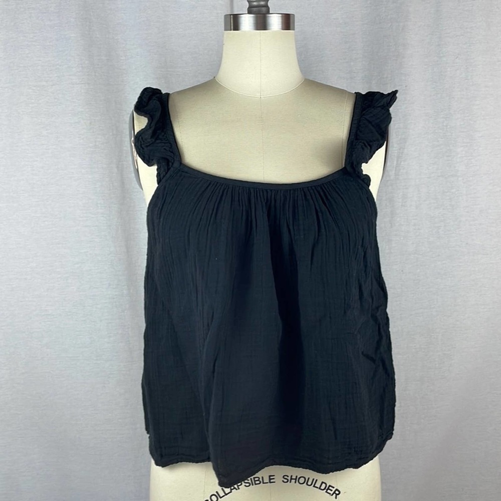 Xirena Black Ruffle Sleeveless Blouse
